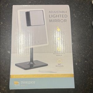 Adjustable Lighted Mirror with Telescoping Height